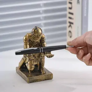 Creative Knight Pen Holder Stand Hero Desk Ornament Phone Bracket Unique Birthday Gift Vintage Craft Suitable for Office Home Bookshelf Decor