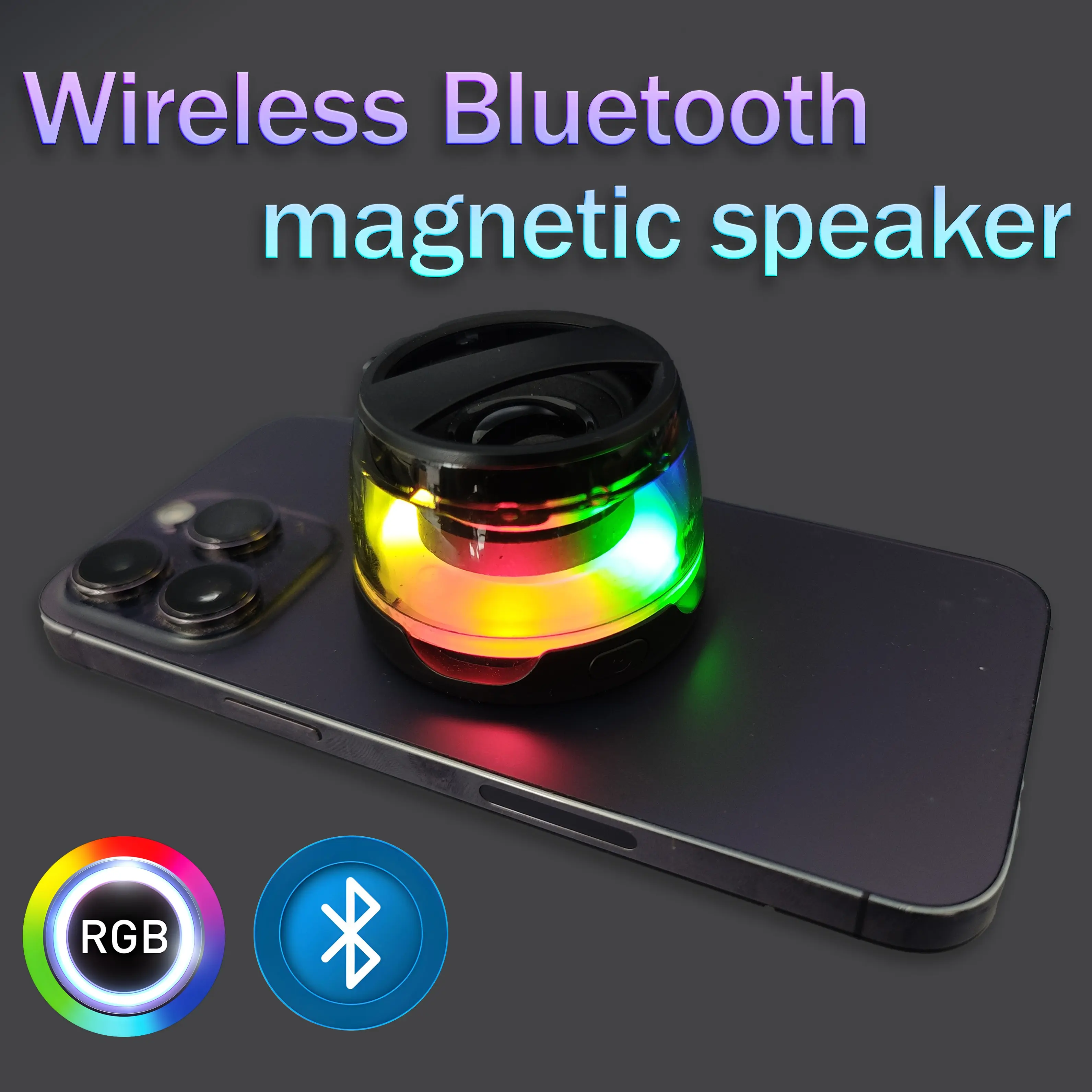 Mini Portable Magnetic Bluetooth Speaker with RGB Night Light & Phone ...