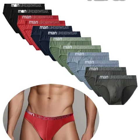 Men's Fashion Solid Color Brief Underwear, Classic Regular Fit, Casual Breathable Smooth Briefs for All Seasons Wear, Casual Style Underwear