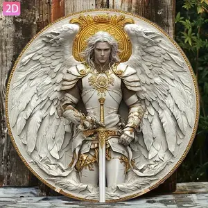 Archangel Michael Metal Wall Art 2 Vintage Iron Sign 20x20cm for Courtyard Garden Kitchen Bar Room Bedroom Outdoor Road Garage Club Cafe Restaurant Festival Decor Religious wall art metal wall sign Vintage Metal Tin Sign home decor plaque funny bar sign