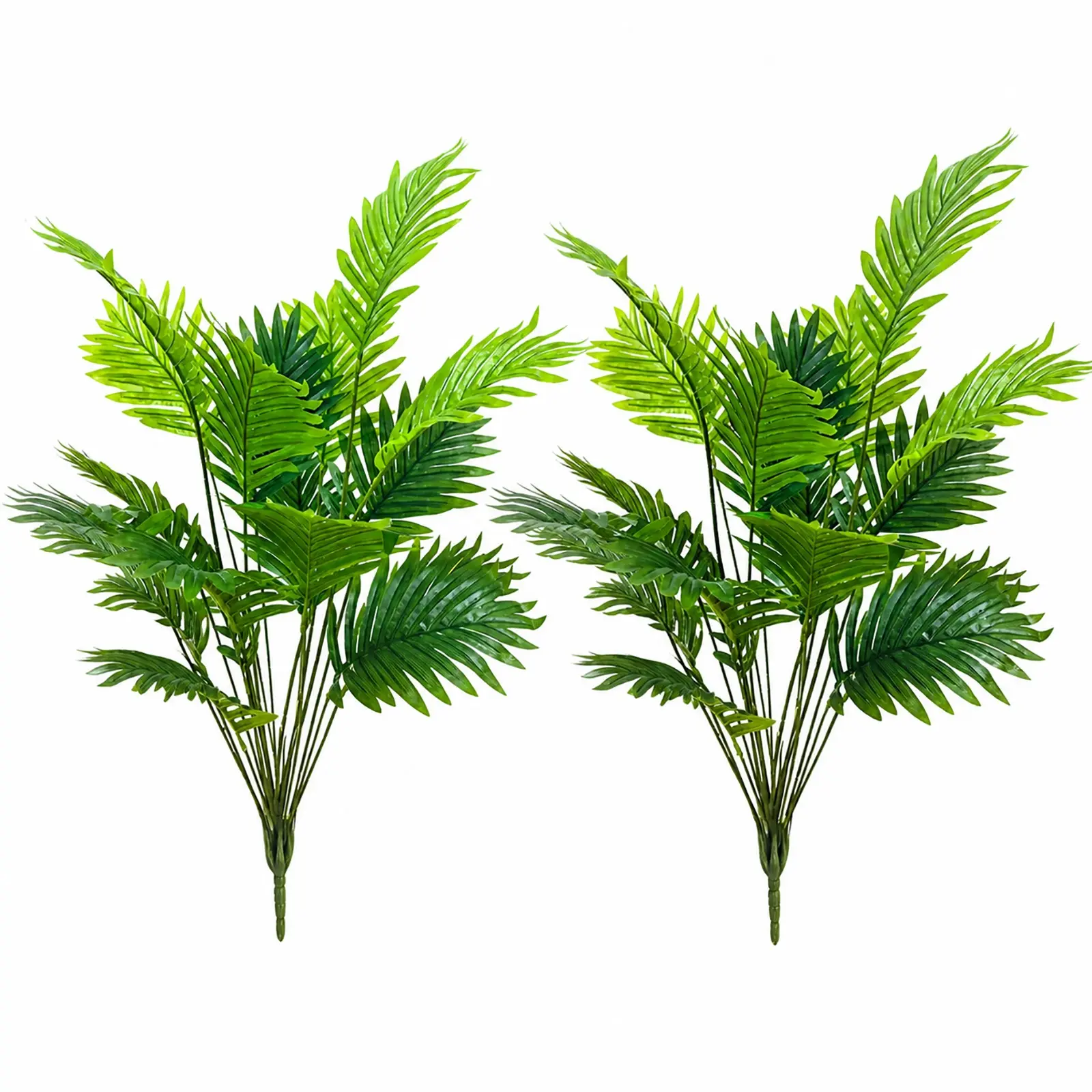 2 Pack Artificial Palm Plants, 18 Heads Faux Tropical Palm Leaves, Realistic Greenery Decorative Stems for Home, Office, Wedding, Party, Patio Decor, Decorative Fake Greenery, Artificial Simulation Plant, Plastic Fake Greenery