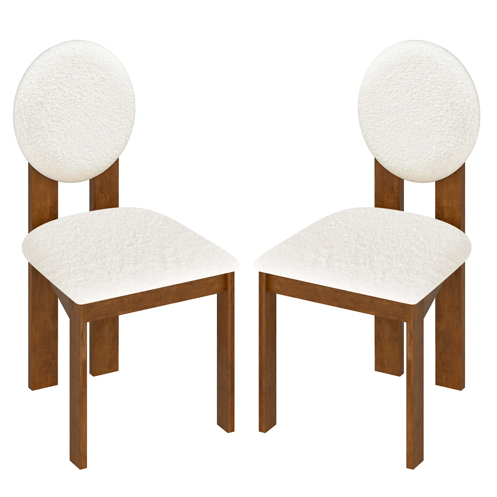 COSTWAY - Sherpa Dining Chairs Set of 2 with Rubber Wood Legs for Living Room Restaurant-White