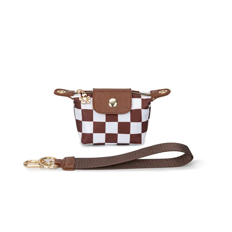 Wristlet Pouch Purse for Women, Korean Style Checkered Nylon Zip Around Mini Clutch with Detachable Strap, Valentine's Day Gift, Fashionable Versatile Purse