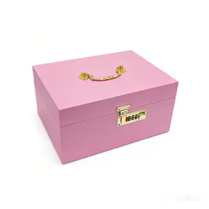 Premium Solid Wooden Storage Organizer with Flip-Top Box for Cosmetics Password Gift Metal Christmas Ideas Girl Gifts Divided Compartments Gold Accents Trendy Multi-Color Options