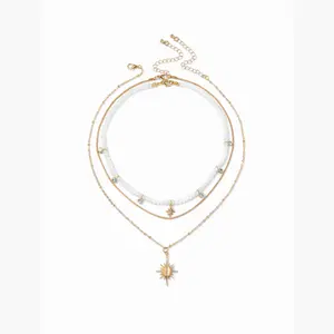 Cider STAR & RHINESTONE & BEADED LAYERED NECKLACE