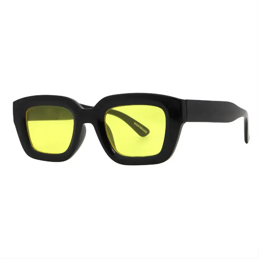 Mad Shade Bold Black Square Sunglasses with Yellow Tinted UV400 Lenses – Retro Unisex Oversized Fashion Shades #52 Mad Shade Bold Black Square Sunglasses with Yellow Tinted UV400 Lenses – Retro Unisex Oversized Fashion Shades #52