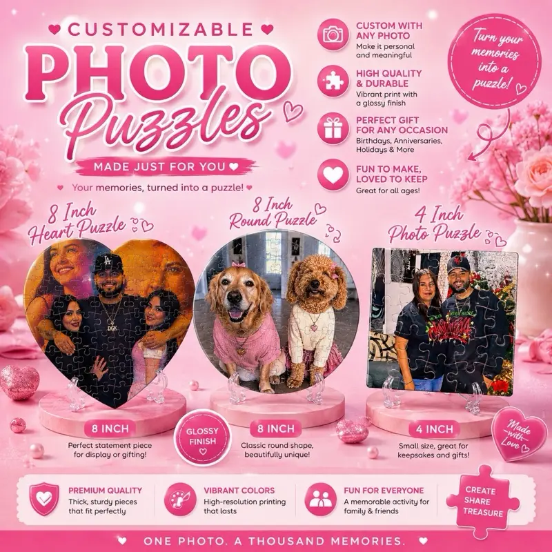 Custom Shape Photo Jigsaw Puzzle, Personalized Customizable Puzzle for Toys & Hobbies Enthusiasts