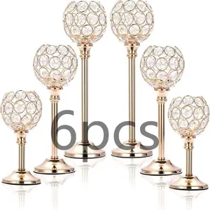 3/6 Elegant Crystal Candlestick Set, Vintage Candle Stand, Windproof Home Decor, Perfect for Christmas and Halloween, Table Centerpiece & Wedding Anniversary Accessory