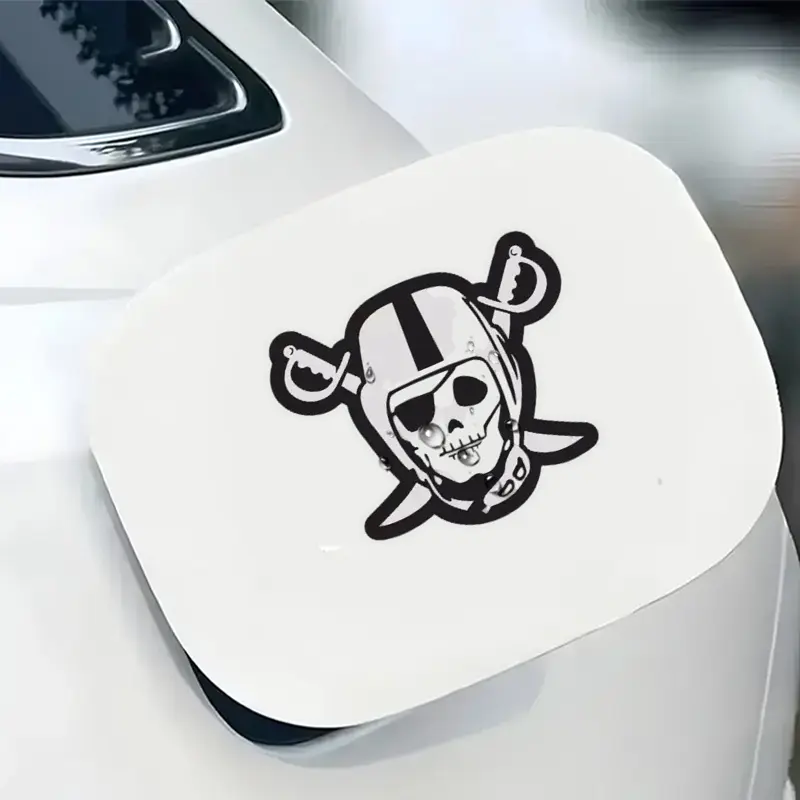 1PC Hardcore Rebellious Raiders Logo Decor Sticker, Car Decorative Sticker For Car Components, Daily Objects Skull helmet + crossed swords themed decor for Raiders fans Decal For Cars, Car Stickers