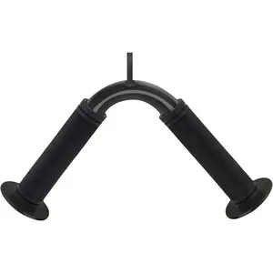 Tricep Press Down Bar, V Bar  Attachment, Steel with Non-Slip Rubber Grip (Black)