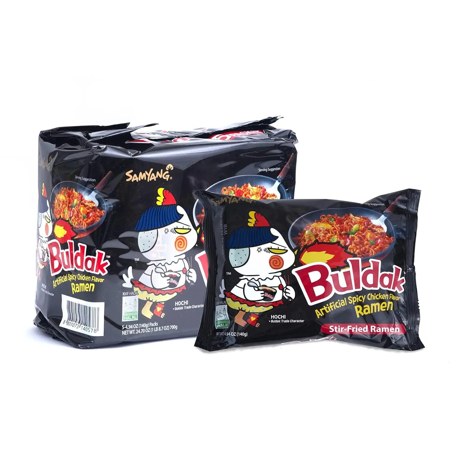 Buldak Hot Chicken Spicy Ramen Korea Instant Packaged Noodles,4.94 oz,Original,5 Pack