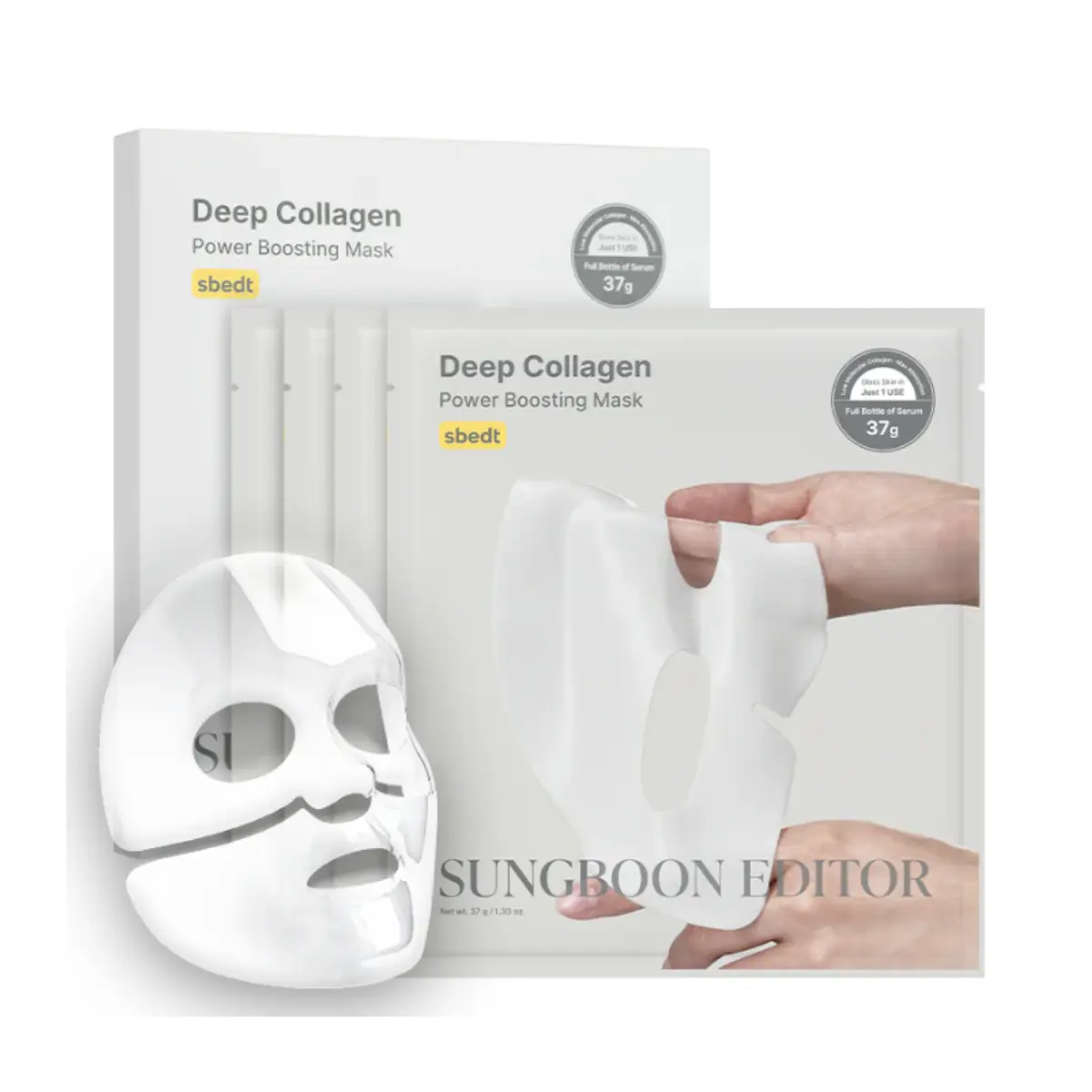 [Sungboon Editor] Deep Collagen Power Boosting Mask 37g (4ea) - Glass Skin, Wrinkle Care, Firming & Pore Refining, Anti Aging, Hydrating, Moisturizing, Radiant Skin
