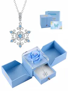 Ice Diamond Snow Rhyme Necklace Bestselling blue snowflake gemstone necklace, minimalist and elegant.Comes with a surprise double-door preserved rose jewelry gift box.Ideal gift for birthdays, Mother's Day, Valentine's Day and all festivals.
