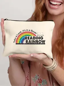 Reading Rainbow Letter Pattern Makeup Bag, Cosmetics Travel Bag, Makeup Box, Multi-purpose Bag, Gift for Friends