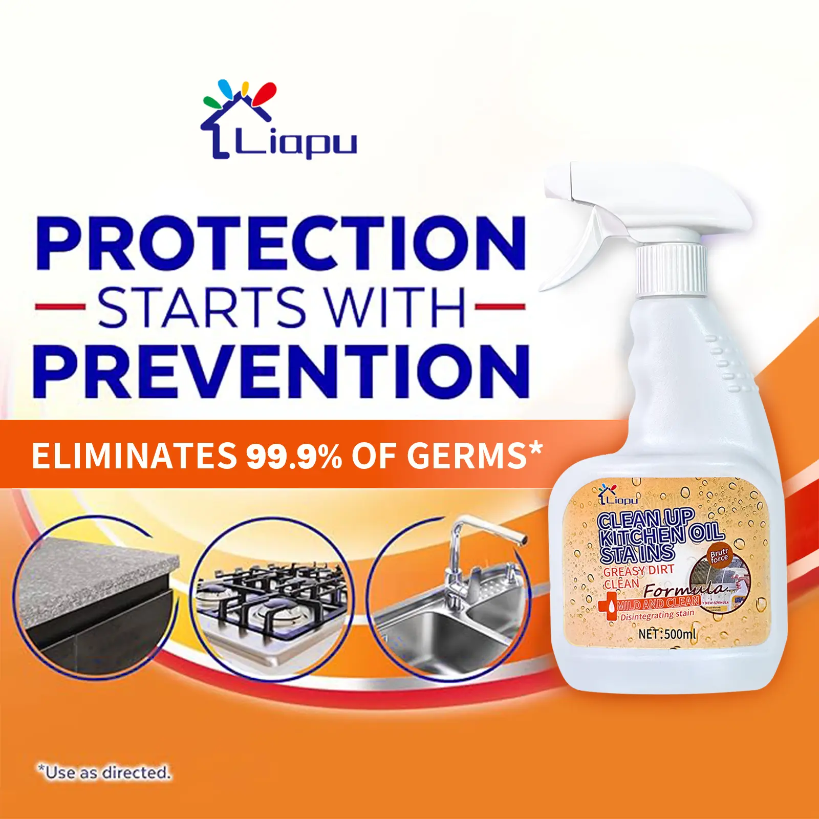 Liapu Household Liquid Kitchen Cleaner Spray - 1pc Surface Care Cleaner, Home Cleaning Products, Deep Clean Power All-Purpose Cleaner, Safe for Countertops Ovens & Appliances, Antimicrobial Heavy-Oil Remover, Kitchen Cleaning Supplies