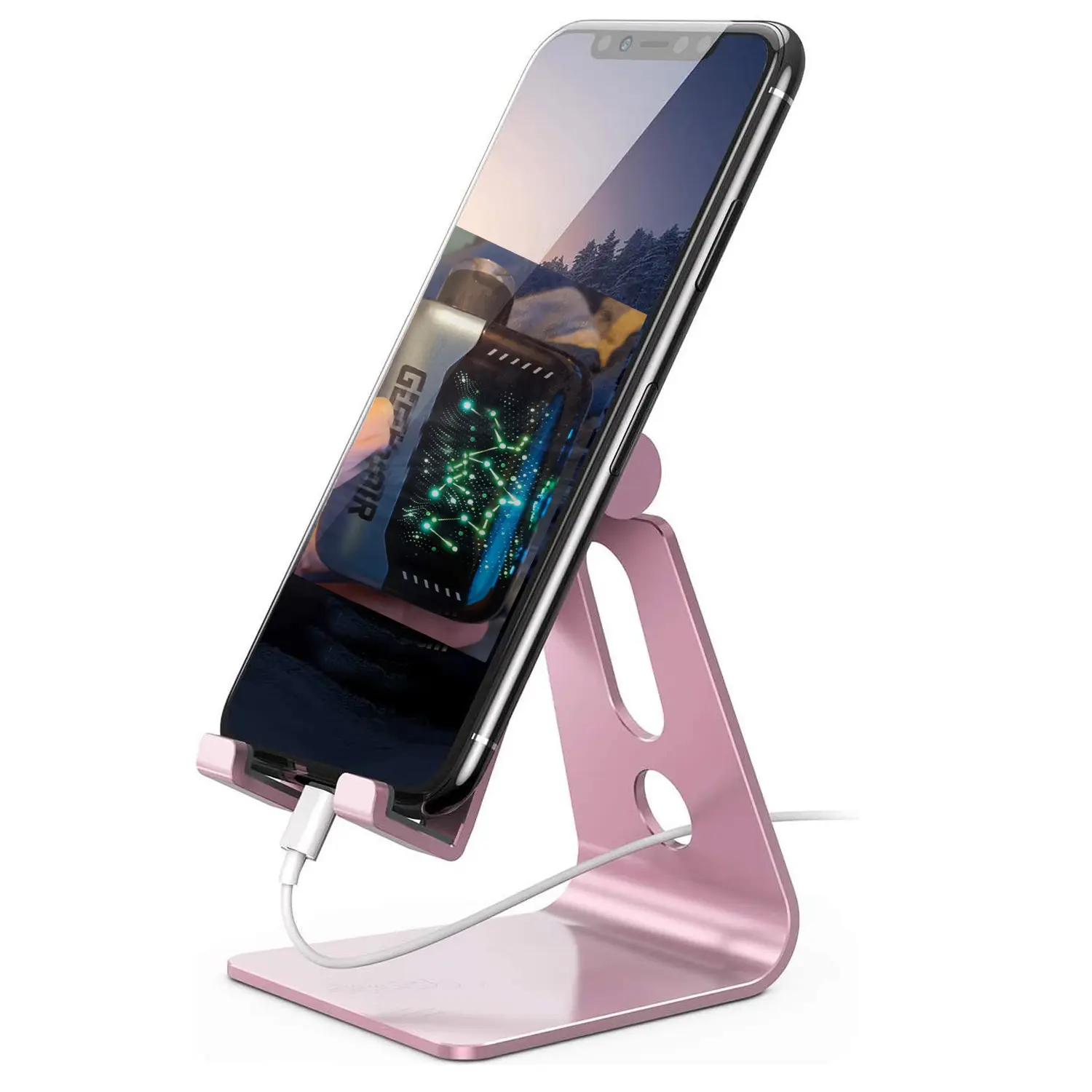 G??? Cell Phone Stand for Desk, Adjustable & Foldable Phone Holder Angle Height Aluminum Cell Phone Stand, for iPhone Stable Anti-Slip Base, Case Friendly for iPhone 17 16 15 14 Pro Max, Office Desk Essential Cellphone Smartphone Mount