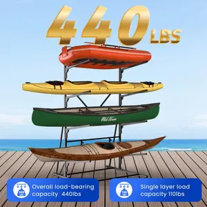 Garvee Storage Rack Freestanding Organizer for Canoe, Paddle Board, Surfboard & Skis – Weather-Resistant Multi-Tier Metal Stand for Garage or Outdoor Water Sports Equipment