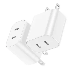 USB C Fast Charger Block, 1 Count 2 in 1 Dual 20W Ports Plug Wall Charger, PD Fast Type C Charger Compatible with iPhone, iPad Pro/Air/Mini, AirPods, iWatch, Samsung Galaxy, Google Pixel, Huawei, OPPO, Vivo, Travel Charger Block