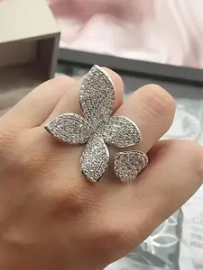 1 PC Elegant Cubic Zirconia Butterfly Ring for Women for Wedding Engagement Party Jewelry Valentine's Day Gift
