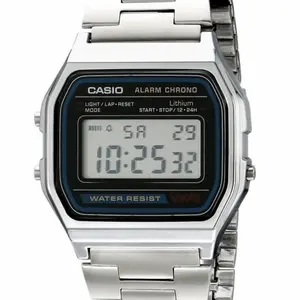 CASIO VINTAGE A158WA-1 Digital Watch with Alarm Chrono Water Resist  Silver Tone