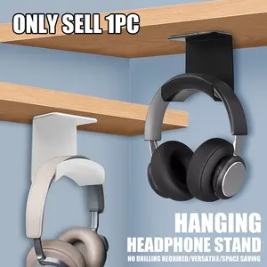 Headphone Stand Adhesive Plastic Wall Mount Hanger Under Desk Headset Rack Holder Support for Gaming Earphone Bracket, Utility Hooks, Headphone Accessories