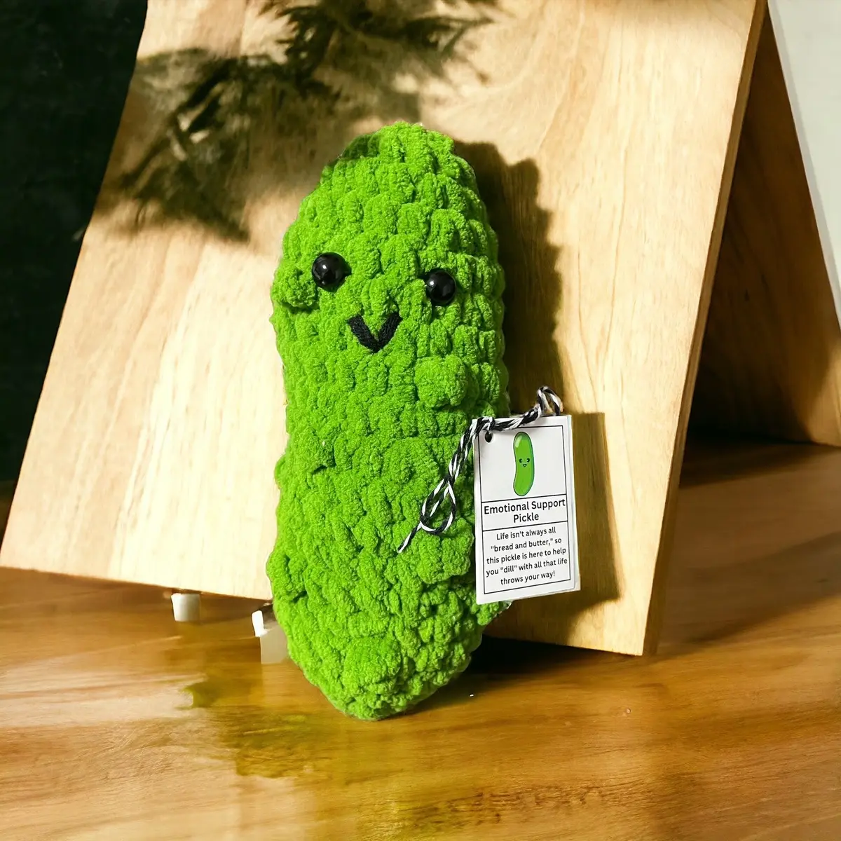 Emotional Support Pickle, Handmade Crochet Plush, Gift For Pickle Lover, Pickle Stuffed Toy, Stuffed Pickle Plushie, Stress and Anxiety Relief