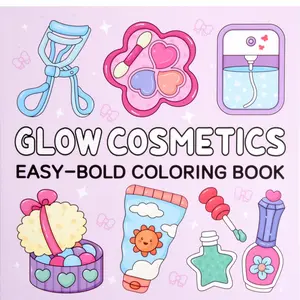 1pc GLOW COSMETICS coloring book For Adults And Kids,Simple And Big Designs For Relaxat colouring books,Toys suitable for boys and girls, zero foundation drawing to relieve stress coloring book，Christmas gift，Halloween Gift, Water Coloring Books