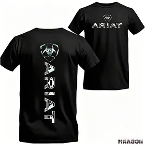 Ariat T-Shirt - Geometric Southwestern Logo Design, Suitable For Men And Women, Breathable Fabric For All-Day Comfort. Crewneck Casual Menswear Tops