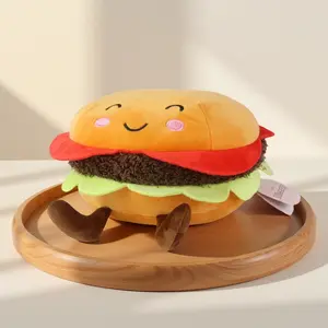 ChristmasGift Idea  9 Inch Burger Plush Toy – Ultra‑Soft 4‑Side Fabric, Embroidered Details, Safe for Kids, CPC & CPSIA Certified Stuffed Doll Perfect Birthday or Holiday Gift