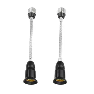 E26/E27 Light Socket Extender Adapter,30cm/12 inch Light Bulb Extension,E26 to E26 Flexible Extension,360 Bendable Adjustable Standard E26/E27 Bulb Screw Base Extender Adapte,Black(2 Pack)