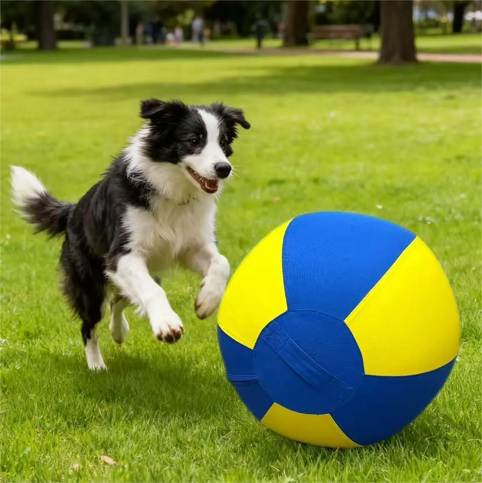 Large Pet Training Ball, Wear-Resistant Fabric Cover, Dog Chase Toy, Giant Interactive Dog Ball with Zipper Cover, Large Dog Outdoor Toy