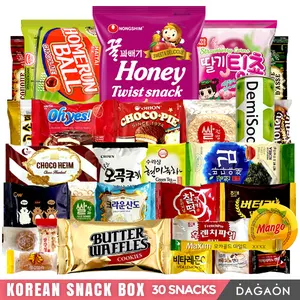 Korean Snack Box - Dagaon 30 Variety of Korean Treats. Chips, Drinks, Biscuits, Cookies, Pies, Candies, Jellies and More - Multipack, Gift, Sweet and Savory