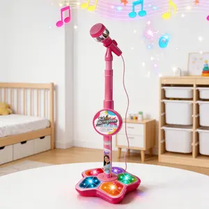 Kid's Portable Colorful LED Lights Karaoke Microphone Toy,Built inmusic, with Bluetooth connectivity! Boosts your child's happinessand confidence,Kpop festival gift creativity birthday,Christmas, Easter gift for kids  Toddler Musical Instruments Set music