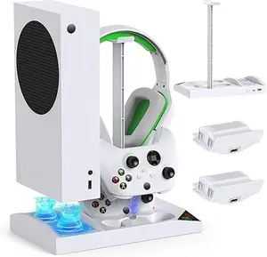 Cooling Fan with Charging Stand for Xbox Series S Console and Controller, Dual Charger Dock Accessories with 2 x 1400mAh Rechargeable Battery and Cover, Headphone Mount for Xbox Series S, White Smartphone box controller fallout xbox controller