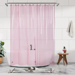 Premium Translucent Pink Plastic PEVA Shower Curtain Liner - 72" Standard Size, Waterproof, Grommeted Metal Rings, Lightweight, 3 Magnetic Bottom Magnets for Bathroom Home Supplies