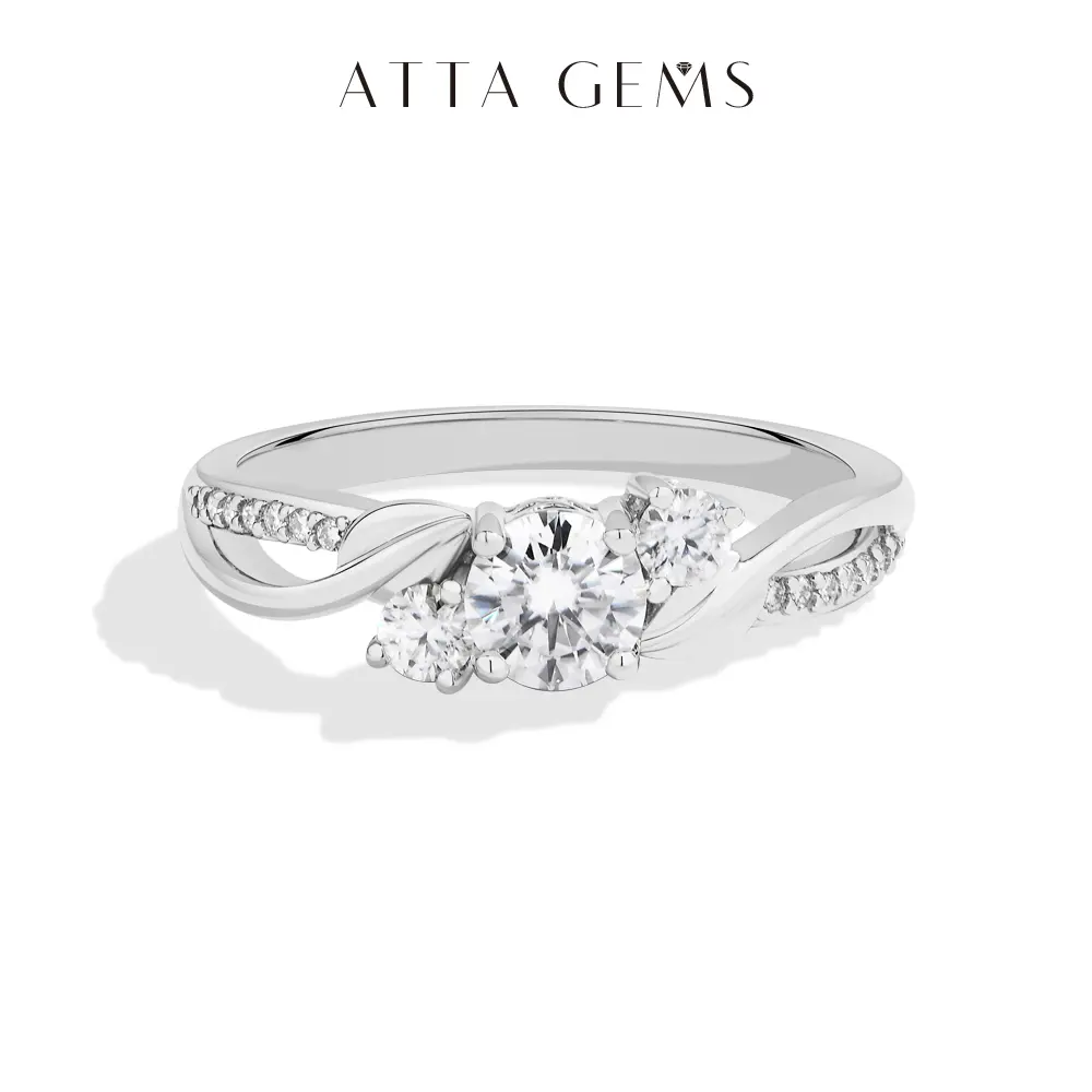 ATTAGEMS Women's 0.5CT Round Cut Moissanite Ring, D Color VVS1 Solitaire in 925 Sterling Silver, Engagement Wedding Anniversary Fine Jewelry, Moissanite Jewelry, Engagement Ring, Lab-Created, Vvs1 Clarity, Daily, Adults, Solitaire Cut