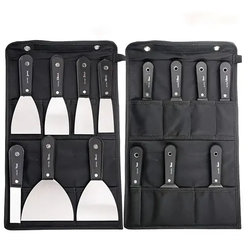 Professional 7 Piece Drywall Tool Set with Storage Bag for Wall Repair and Plastering Stainless Steel Taping Knife Putty Scraper and Mud Pan Included