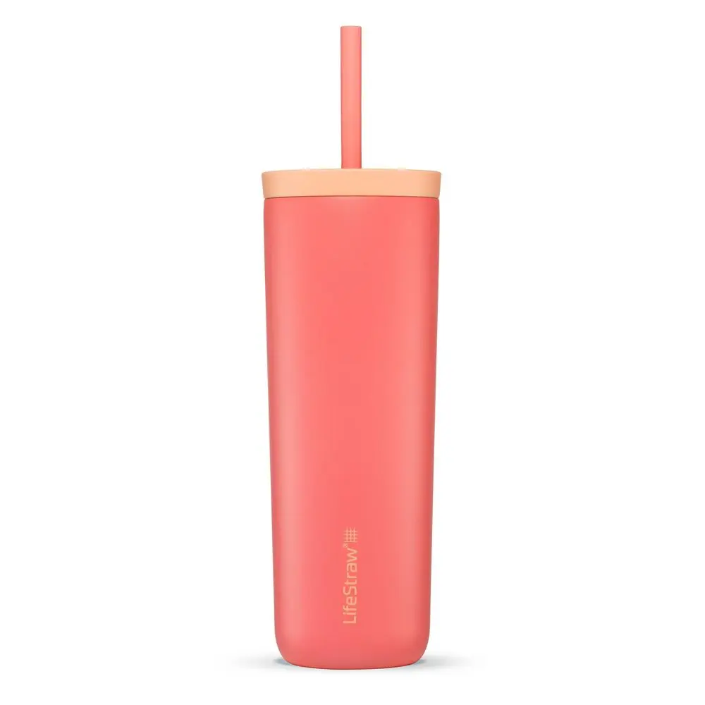 LifeStraw Go Series Stainless Steel Carbon Water Filter Tumbler, 500-1000 ml, Apricot