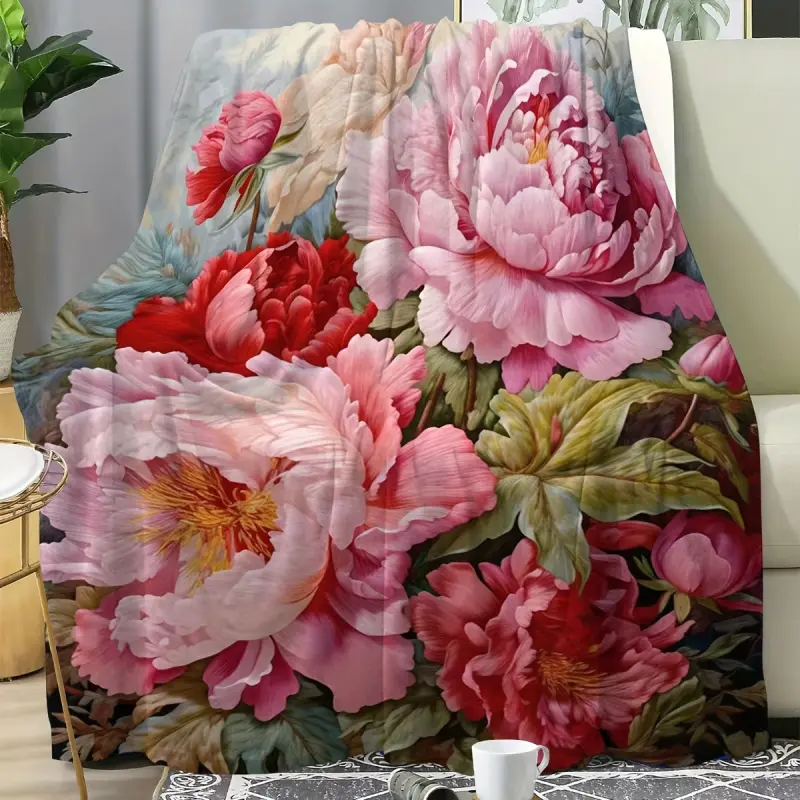 Gorgeous Style Floral Blanket - All-Season Polyester Bedding With Floral Patterns - Multi-Purpose Soft And Comfortable Sofa Decorative Cover With Unique Decorative Features