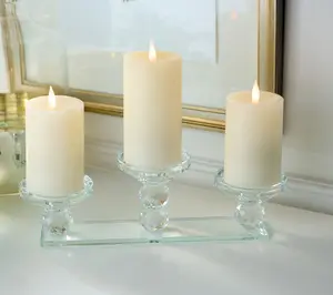 Faceted Glass Candle Holder Trio by Valerie
