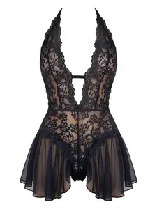 Sexy Women's Nightwear: Lace One-Piece Nightgowns, Bodysuits, V-Neck Loungewear—The Perfect Gift for Her