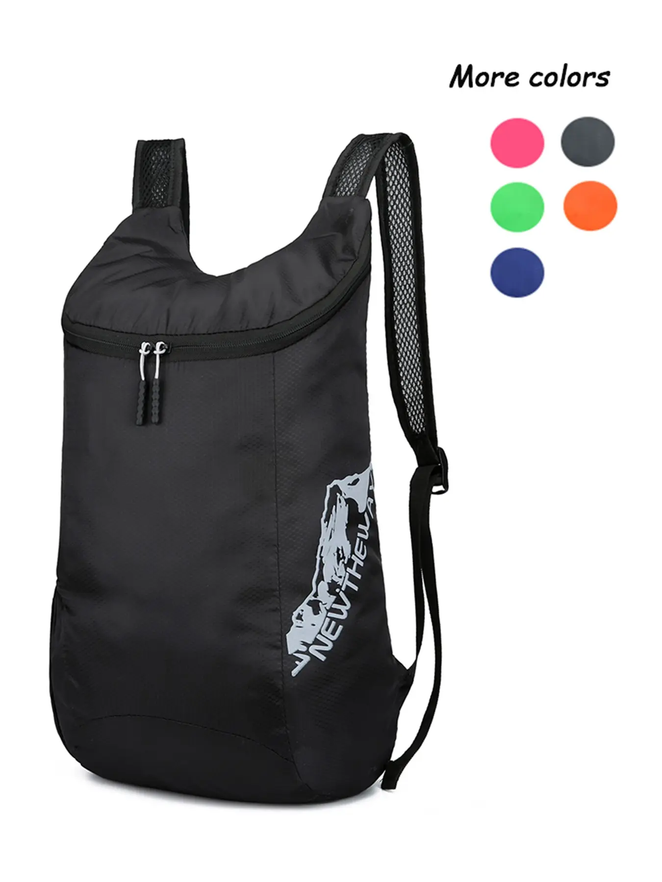 Practical lightweight folding backpack, Portable lightweight backpack, large capacity, travel backpacks, breathable mesh shoulder strap design, double zipper decoration, suitable for short distance travel and mountain climbing