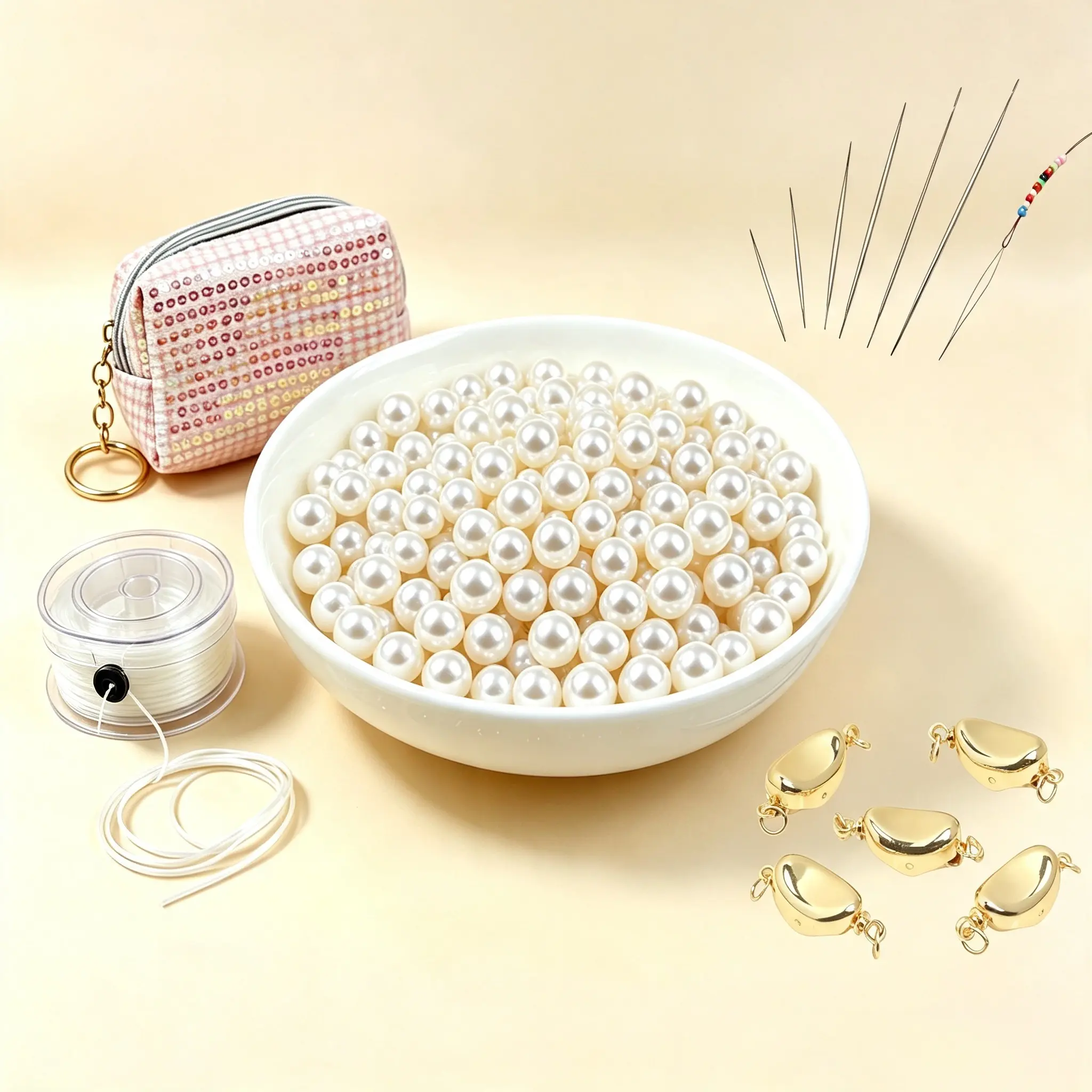 10mm Pre-Drilled Round Imitation Pearl Beads Bulk Pack, Shell With lustrous Round Beads，Glossy White Faux Pearls for DIY Handmade Jewelry Bracelets Necklaces Earrings Craft Supplies