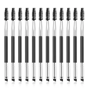 12 Pieces Angled Eye Brow Brush and Spoolie Brush, Dual Ended Eyebrow Spoolie Brush Multifunctional Brow Brush for Shaping and Filling Eyebrows Eyelash Comb Eyebrow Brush Tool for Blending Tinting
