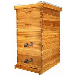 MayBee Hives Bee Hive Kit 10 /8 Frame Langstroth Cedar Wood Beekeeping Equipment for Beginners Pro Beekeeper ，Beekeeping Starter Kit  items Include Wax Coated Beehive Deep Box & Medium Super Box with  Frames and Beeswax Plastic Foundation
