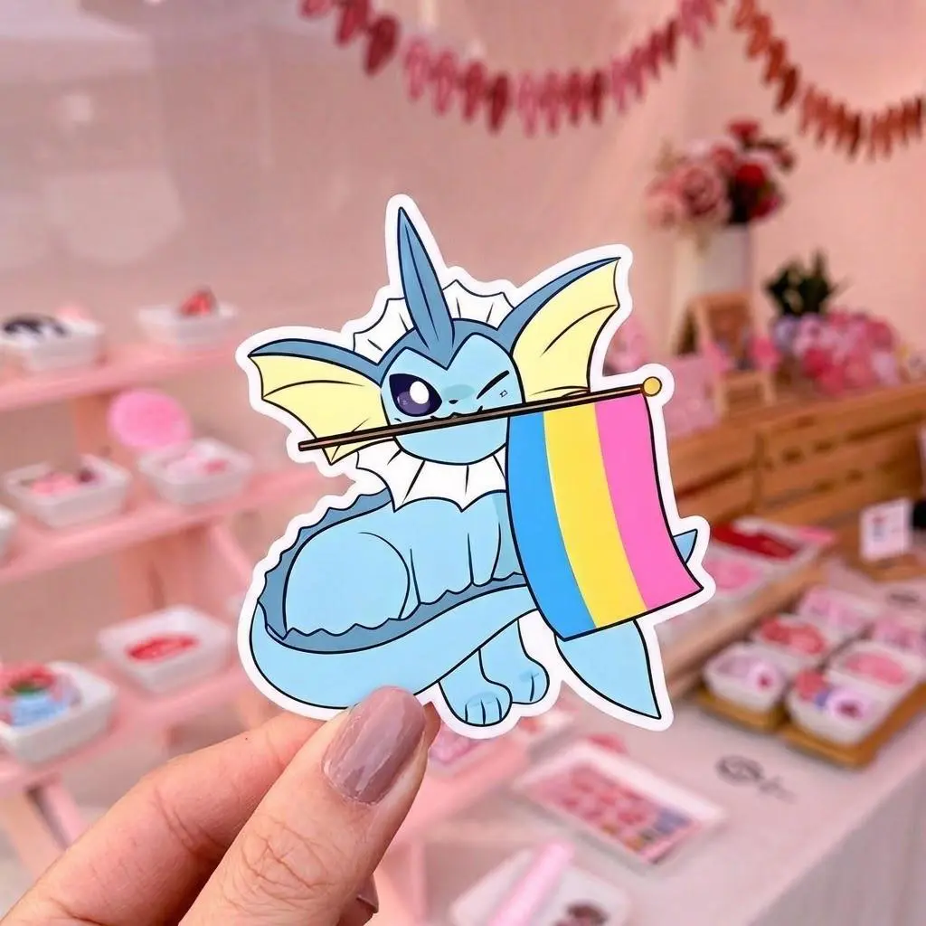 Vaporeon Eeveelutions LGBTQ+ Pride Sticker, LGBT Sticker, Cute Eevee Evolution Pride Month Sticker, Anime Pride Gift, Video Gamer Sticker