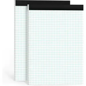 8.5 x 11 Graph Paper Pads 4x4 Graph Ruled 2 Pack 1/4 Grid Paper Notebook Perforated Quadrille Pad 70GSM White 30 Sheets Per Pad