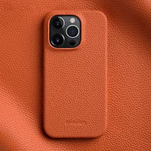 Suitable for iPhone 15 Pro Max Phone Case iPhone 14 Plus Genuine Leather 13 Mini Case 12 Shockproof Cover Light Luxury High-end