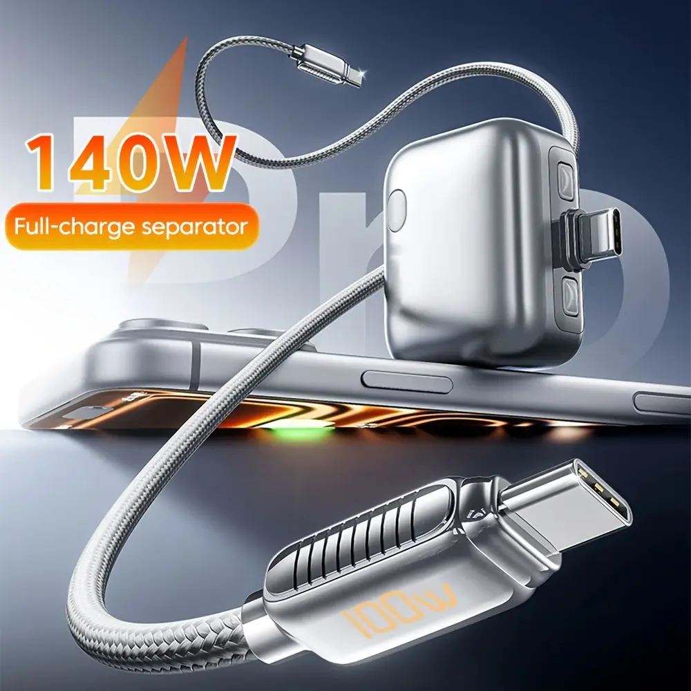 140W full-power splitter, 140W fast-charging adapter OTG converter, automatic power-off protection when the device is fully charged, suitable for mobile phones, computers, tablets, and other devices with Type-C charging ports. Cellphone Smartphone