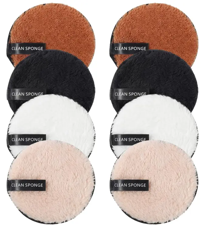 8 Pcs Reusable Makeup Remover Pads, Reusable Cotton Rounds for Face, Double-Sided Facial Cleansing Puffs Round Washable